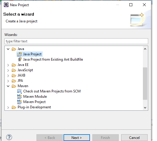 creating a new java project